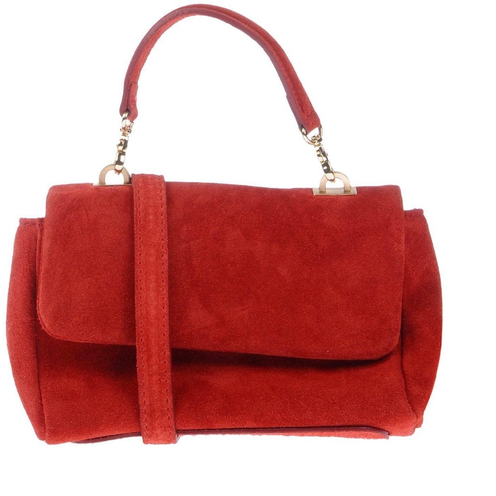 Brand New My Choice Red Genuine Leather Suede Mini Shoulder Bag Made in Italy.